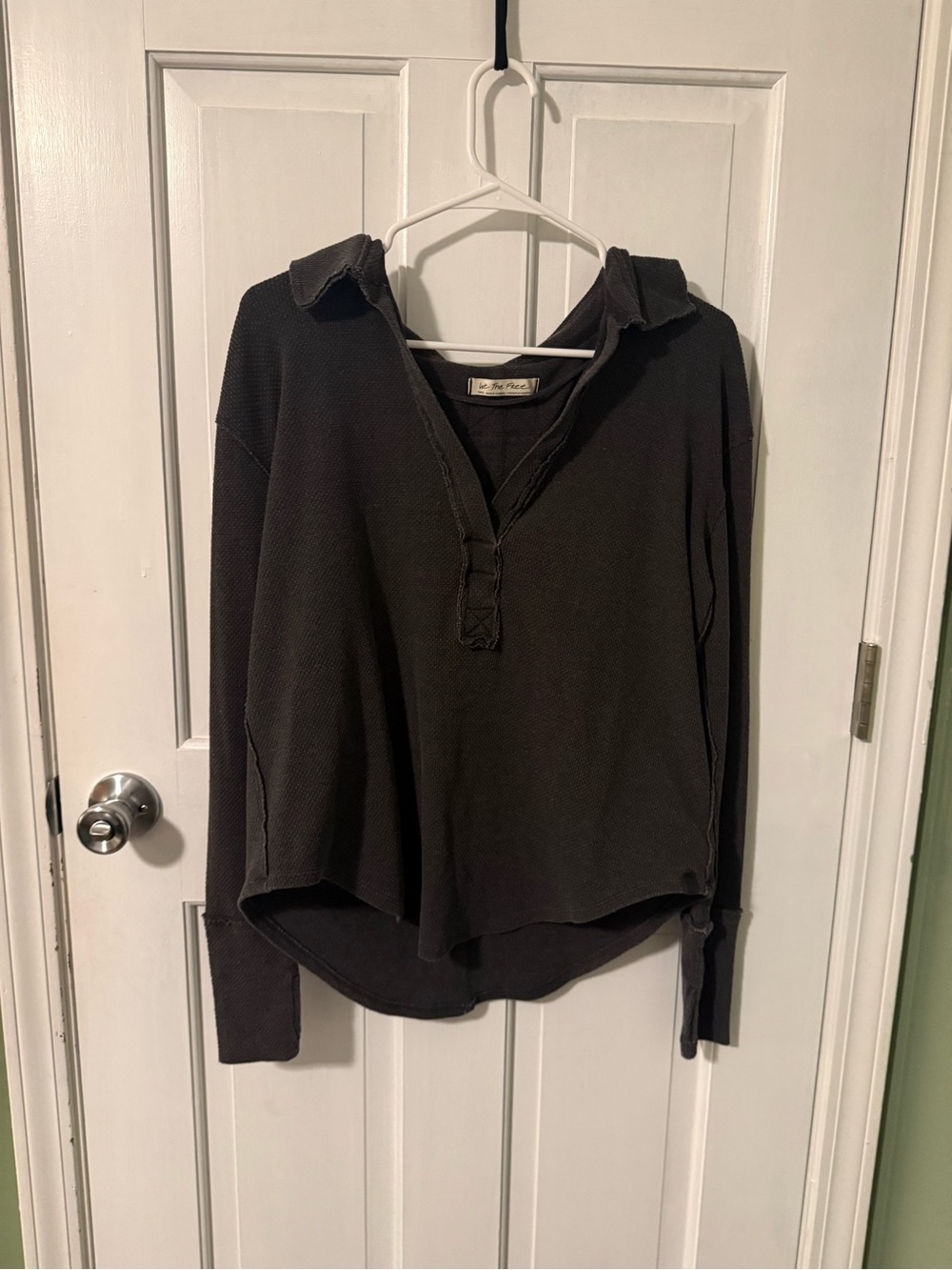 We The Free - Washed Black Thermal Henley Top